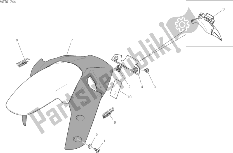 All parts for the Front Mudguard of the Ducati Multistrada 1260 ABS 2018